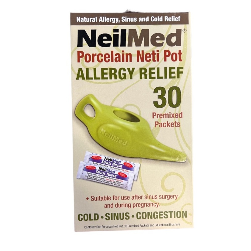 2/$16 💥 1204 NEW NeilMed Porcelain Neti Pot Allergy Relief 30 Premixed Packets